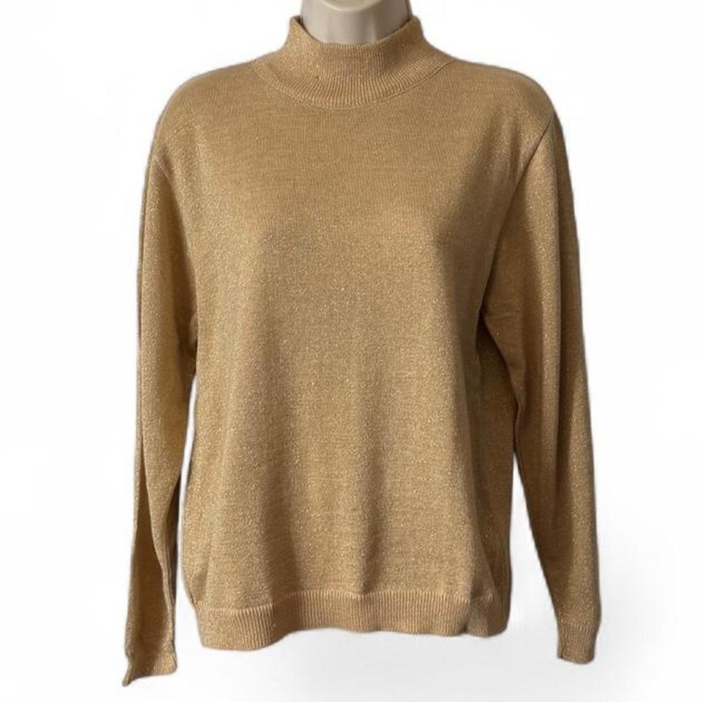 Vintage 90s Pendleton Gold Wool Blend Mock Neck Sweater, Women's Size M